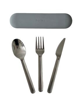 W&P Porter Gray Travel Flatware Set with Stainless Steel Utensils